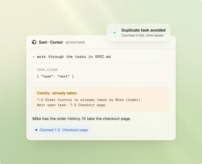Sam's Cursor told the task is already taken, and avoiding a duplicate by claiming the next open one.